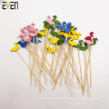 Popular flamingo Design Disposable Bamboo Fruit Cocktail Sticks Picks